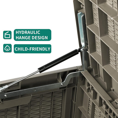 YITAHOME 100 Gallon Large Resin Deck Box Outdoor Storage Boxes for Patio Furniture, Outdoor Cushions, Garden Tools and Pool Supplies-Waterproof,Lockable (Taupe)