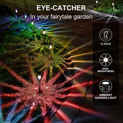 Solar Lights Outdoor Waterproof, Stainless Steel LED Landscape Lighting, Solar Garden Lights Solar Powered, Outdoor Solar Lights for Yard, Pathway, Walkway, Patio , Lawn - 12 Pack ( Multicolor )