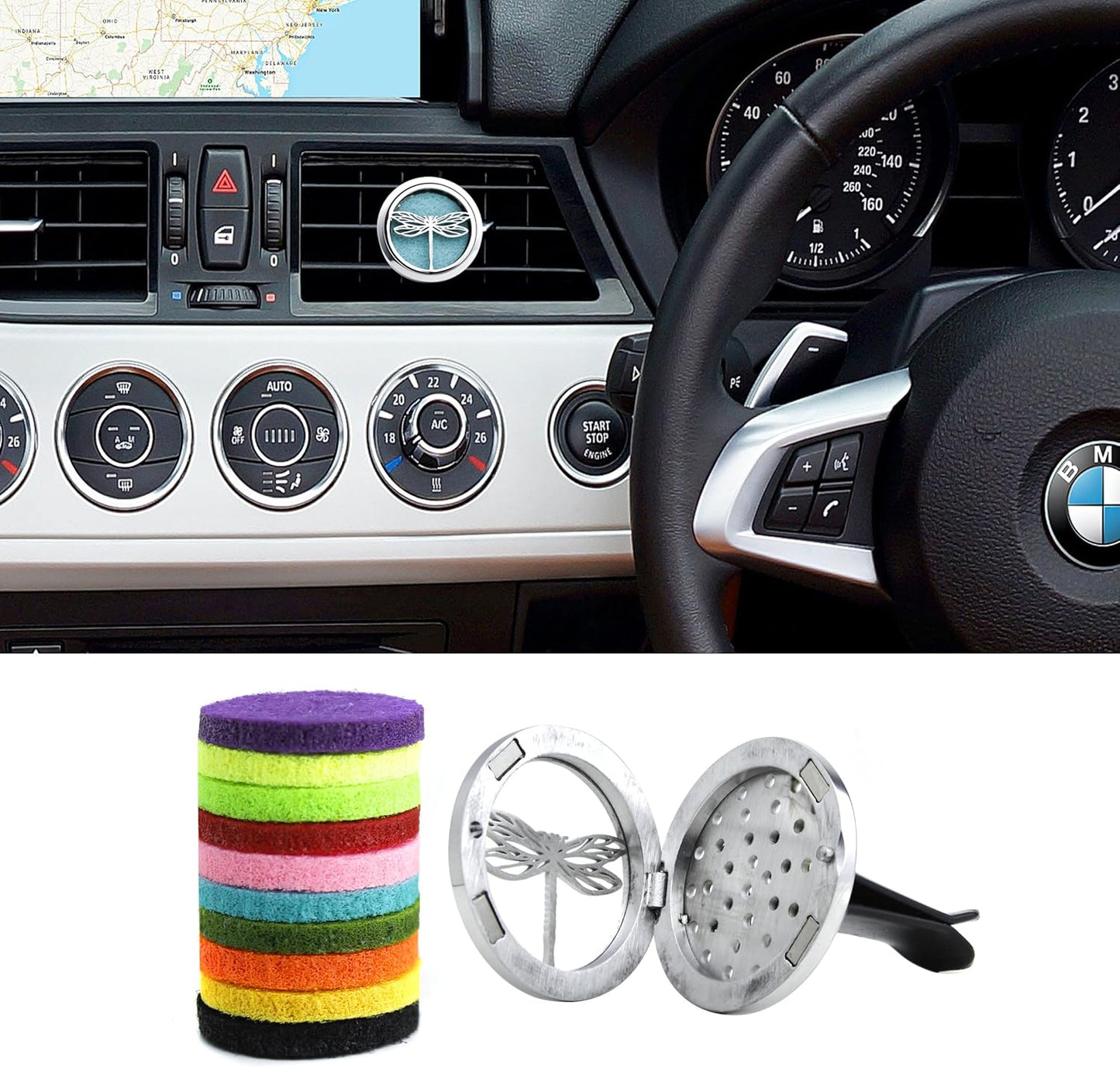 Car Diffuser Vent Clip 30mm Aromatherapy Essential Oil Automotive Diffuser Air Fresheners Vent Clips Car Accessories for Women Birthday Gifts (Dragonfly)