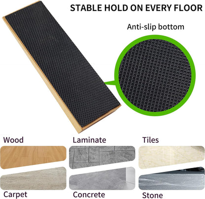 2 Pack Wooden Door Stop - Non-Slip Door Stoppers for Floor - Door Wedges for All Door Types and Surfaces - Each Door Stopper 2inch Thick, 6.3inch Long with Rubber
