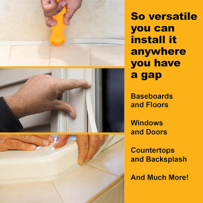 InstaTrim The Original Flexible Trim - 50ft Ivory 3/4" Wide Caulk Tape - Adhesive Trim with Many Uses Including Caulking for Bathtubs, Sinks, Counters, Tile, Floors - Made in USA