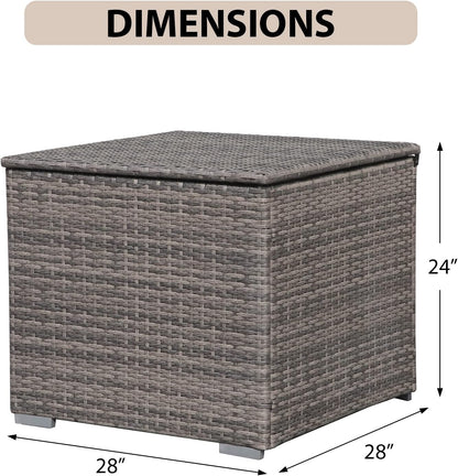 Super Patio Outdoor Patio Storage Box Waterproof, Wicker Storage Bin Deck Box for Cushions, Garden Tools, 88 Gallon, Gray