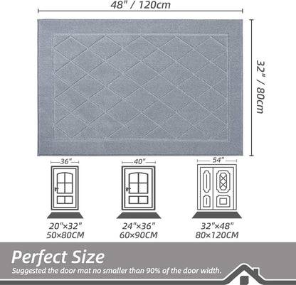 BEQHAUSE Dirt Trapper Door Mat 32" x 48", Doormat Non-Slip Entryway Rugs Washable, Dog Door Mat Stain Resistant and Absorbent Welcome Floor Mat for Front Back Door, Muddy Wet Shoes & Paws, Grey