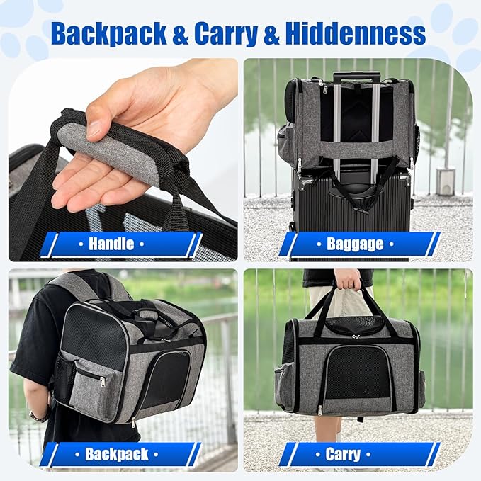 pet Bag Multi Purpose pet Bag Collapsible Portable for Dog cat go Out Traveling Carrier Backpack for Secret Adventures Cat and Dog (Black, L:20.1"X12.6"X16.1")