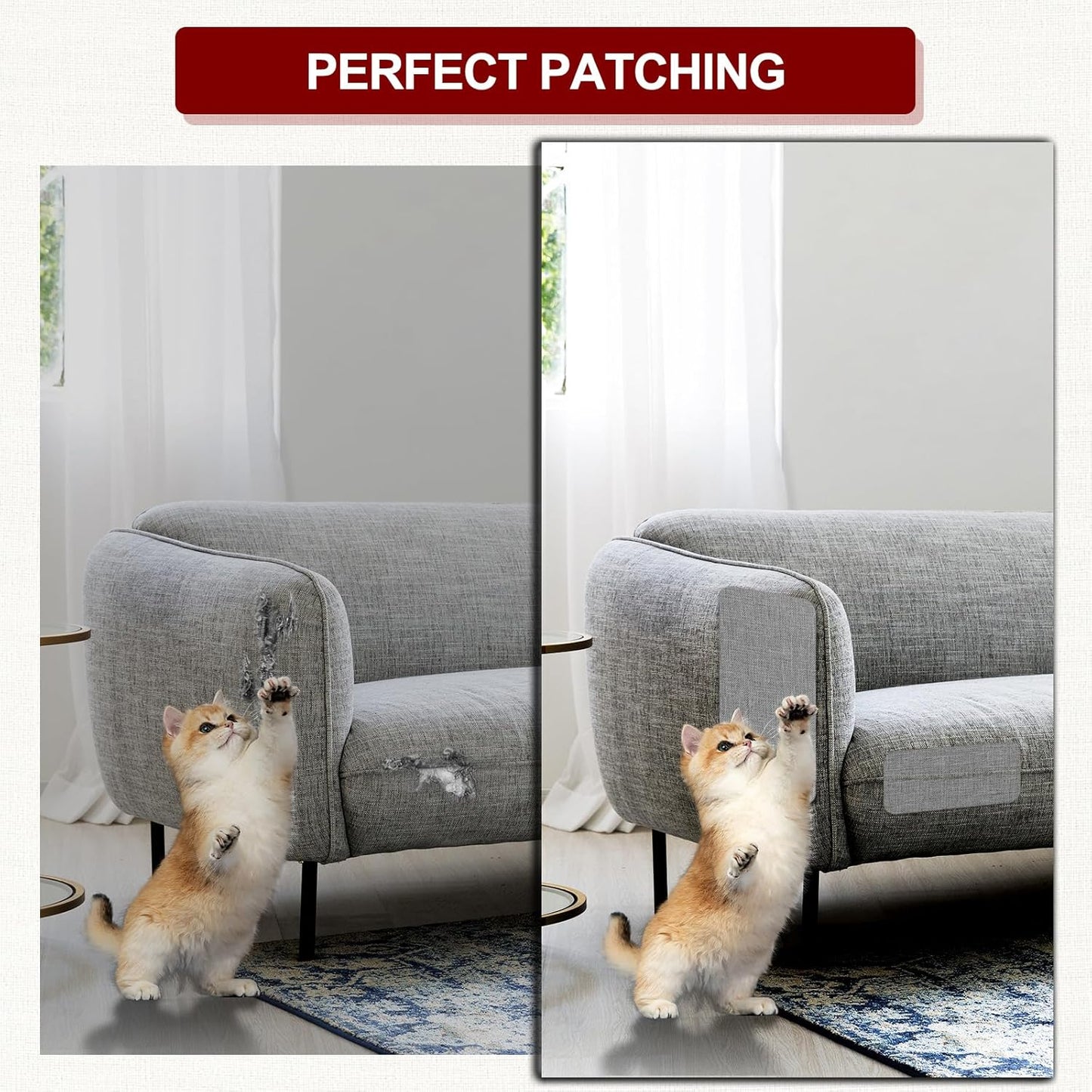 Linen Repair Tape 4x79 inch, Self Adhesive Fabric Patches, Linen Patch Tape Kit, Fabric Repair Tape for Couch Sofas, Headboards, Chairs, Pillows, Curtains, Couches - Light Brown