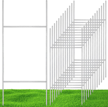 12 Pcs H Stakes for Yard Signs 30'' x 10'' Metal Heavy Duty H Frame Wire Stakes Weatherproof Metal Holder for 4mm 5mm Corrugated Signs Advertising Board Guidepost Yard Halloween Decor