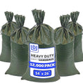 DURASACK Heavy Duty Sand Bags with Tie Strings Empty Woven Polypropylene Sand-Bags for Flood Control with 1600 Hours of UV Protection, 50 lbs Capacity, 14x26 inches, Green, 12000 Count