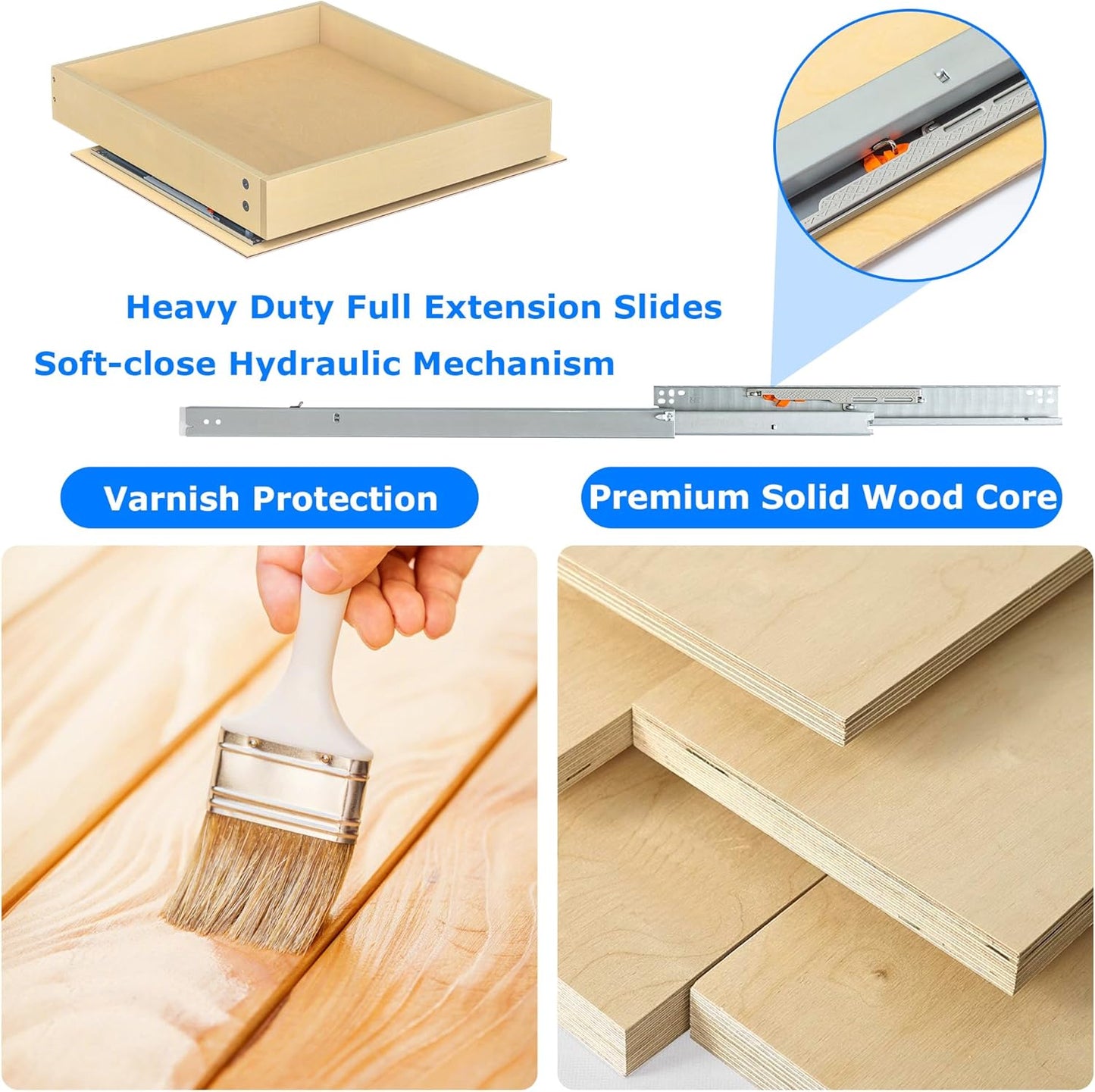 WelFurGeer Soft Close Pull Out Cabinet Organizer, 26" W x 22" D Pull Out Drawer for Cabinet, Bottom Mount Pull Out Drawers for Kitchen Cabinets, Smooth Slide-Out Shelves for Home Kitchen Organization