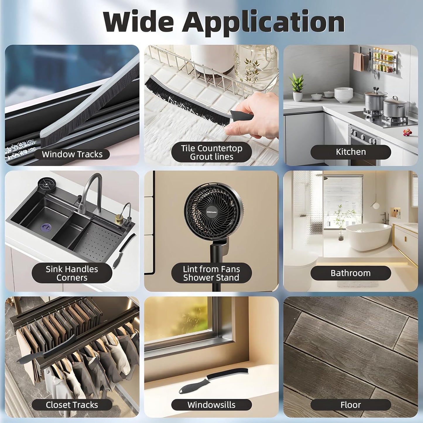 Hard Bristle Crevice Cleaning Brush-Thin Gap Scrub Brush, Small Cleaning Brush, Grout Brush, Kitchen Brush, Cleaning Tools for Toilet, Bathroom, Sink, Home, Household, Window (3, Purple)