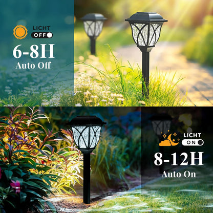 GIGALUMI Solar Lights Outdoor Waterproof, 6 Pack LED Solar Garden Lights, Solar Lights for Outside, Garden Decor for Yard, Patio, Landscape, Planter, Walkway (Cold White)