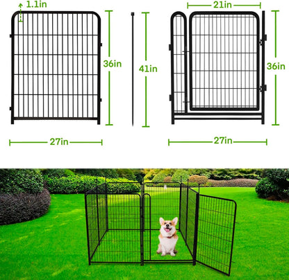 Garden Fencing 36 inch High, 14 Panels Total 31 Ft(L), Gate 21 inches Wide with Low Sills. Garden Fence with Gate, Anti Dig Fence Barrier, Flower Bed Fencing, Dog Fences for The Yard