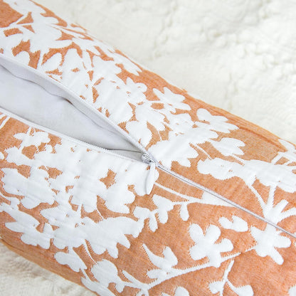 Buckwheat Neck Support Pillow Cervical Neck Cylinder Bolster Pillow,Buckwheat Hulls Adjustable Roll Pillow,Neck Pain Relief for Back and Side Sleepers Round Pillows for Lunch Break Orange, 6*15 inch