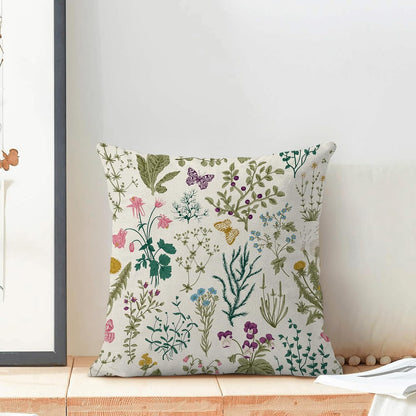 CXMEIFLY Spring Pillow Covers 20 x 20 Inch Set of 2 Vintage Sage Green Teal Wild Flowers Decor Throw Pillows Leaves Plant Outdoor Farmhouse Decorative Cushion Cases for Couch Bed Sofa Decoration