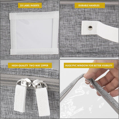 HOMELUX THEORY 1pc Under Bed Storage Containers, Bedroom Under the Bed Drawer Storage Organizer with Bins and Lids, Large Underbed Clothes Storage Box Ideal for Blanket, Fabric, & Shoes (LightGray)