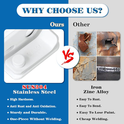 Alise Flip Latch,Gate Latches Slide Bolt Latch Safety Door Lock Catch for Barn Cabinet Pet Cage Fence Bathroom Garage Window,Heavy Duty SUS304 Stainless Steel Gate Hardware Locks,Matte White,MS5007-W