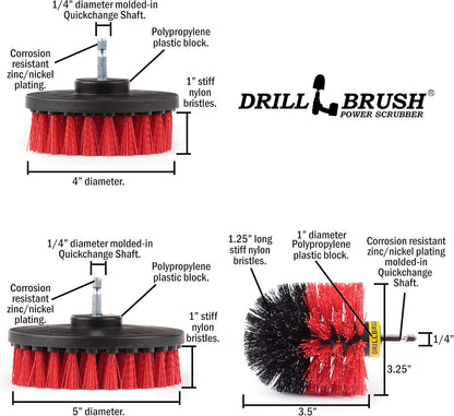 Drillbrush Headstone Cleaning Supplies - Outdoor Power Brush - Fountain Cleaner Tool - Deck Scrubbing Tool - Patio Cleaning Brush - Concrete Garage Floor Cleaner - Granite Scrubber Kit for Drill