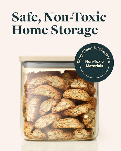 Caraway 2.5qt Glass Airtight Food Storage Container with Lid – Non-Toxic, BPA-Free Kitchen Storage Container – Stackable, Space-Saving Airtight Container for Dry Goods and More - Navy