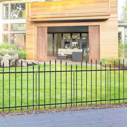 Metal Garden Fence 26 in H x 20ft L, 10 Panels + 11 Stakes Border Dog Fence Panels Animal Barrier, No Dig Garden Fencing for Yard Patio Flower Bed Lawn Outdoor, Arch Black