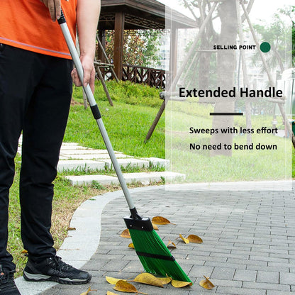 Courtyard Broom-Heavy Duty Broom Long Handle Outdoor Commercial Angle Broom for Courtyard Ourdoor Travel Camping