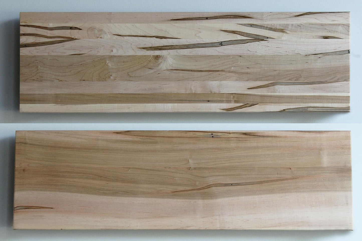 Urban Legacy Deep Floating Shelves | Wormy Maple with Furniture Grade Clear Coat | Low Profile Brackets | Set of 2 (48" x 11" x 2")