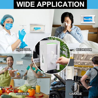 Lounsweer 2 Pcs Magnetic Glove Dispenser Holders Wall Mount Boxes of Gloves Commercial Quality Towels Wipes Paper Tissue Box Holder Kitchen Fridge Office Workshops Garage Tool Hospital(White)
