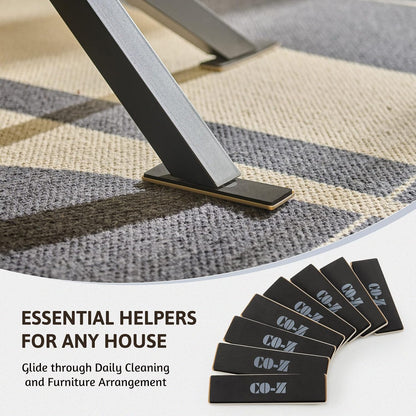 CO-Z Large Furniture Sliders - 8 Pack, 2 1/2" x 9" Rectangle Reusable Furniture Sliders for Carpet, Heavy-Duty Furniture Gliders Movers for Hardwood Floors, Plastic Moving Pads for Heavy Furniture