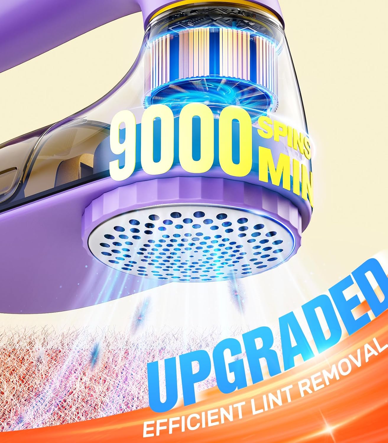 POPCHOSE Fabric Shaver, Lint Remover for Clothes, Lint Shaver with 6-Leaf Blades, 2 Speed Sweater Shavers to Remove Pilling for Clothing, Couch, Furniture, Fuzz, USB Rechargeble, Purple