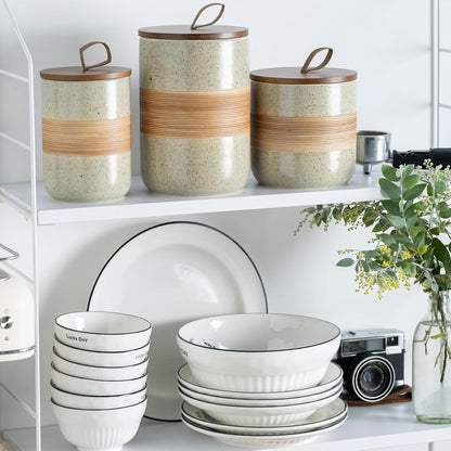 Small Ceramic Jar with Lid, Coffee Canister Coffee Container Kitchen Food Storage Jars for Spice Sugar Tea Bag, Stackable Decorative Jars for Countertop, 5oz