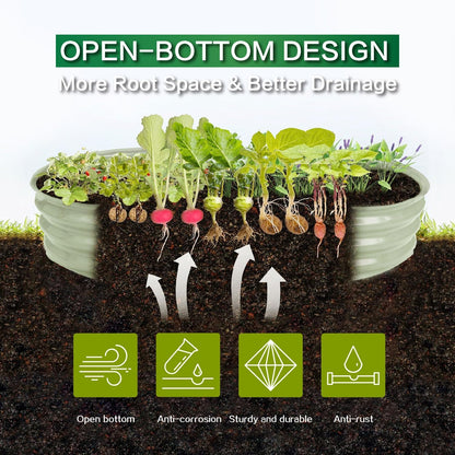 Gardmax Galvanized Raised Garden Bed, Lightweight Planter Boxes Outdoor with Easy Assembly, Large Garden Bed for Vegetables, Fruits, Flower Milk White