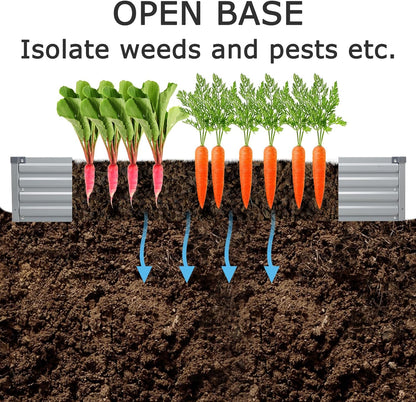 12x2x1.5ft Galvanized Raised Garden Bed,Outdoor Planter Box Metal Patio Kit Planting Bed for Vegetables Flowers Herb,Silver