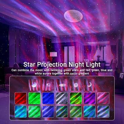 Star Projector,Northern Lights Projector,with Bluetooth Speaker, White Noise, Remote Control,Night Light,for Game Room, Adults, Family Gatherings,Galaxy Projector Bedroom