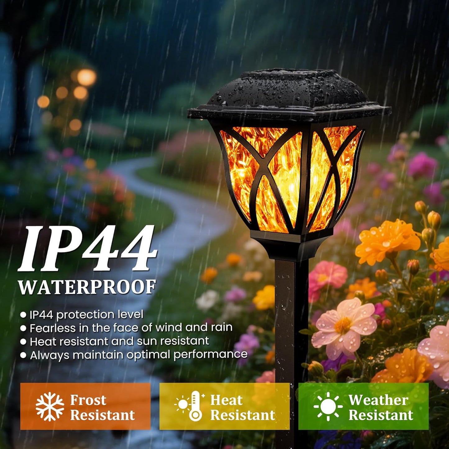 GIGALUMI Solar Lights Outdoor Waterproof, 6 Pack Flickering Flame LED Lights, Garden Decor for Yard, Patio, Landscape, Planter, Walkway