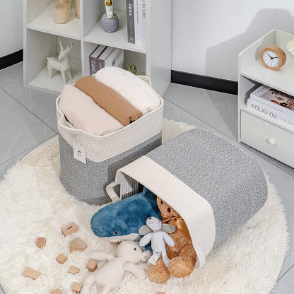 Hamper Toy Storage Collapsible Laundry Bin, Medium Fabric Organizer, 2pack - Silver Gray