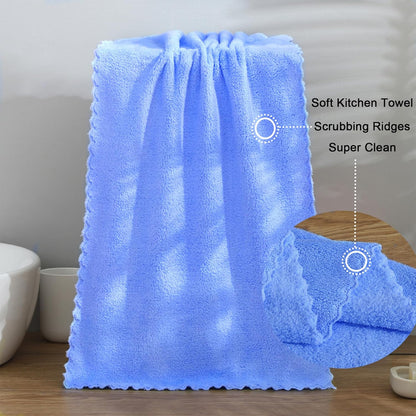 kimteny Kitchen Cloth Dish Towels, 13x28 Inches Premium Dishcloths, Super Absorbent Coral Velvet Microfiber Cleaning Cloths, Fast Drying Rags for Washing Dishes (13x28-8 Pack, Blue)