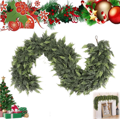 6 Ft Artificial Cedar Garlands – Real Touch Winter Greenery, Realistic Artificial Cedar Tree Christmas Pine Garland Decorations for Table Mantle Wall Indoor Fireplace Holiday Party (4ft, 1)