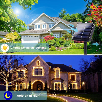 2-Pack Solar String Lights for Outside, Total 200LED Solar Fairy Lights Waterproof, Outdoor Twinkle Light Copper Wire 8 Modes Fairy Light for Xmas Tree Party Wedding Decor (Warm White)