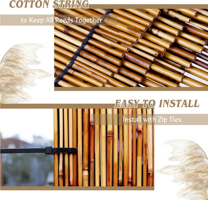 Natural Reed Fencing Rolls,6.5FT X 9.8FT Reed Screen Curtain Fence Covering Privacy Bamboo for Outdoor Backyard Patio（Brown）