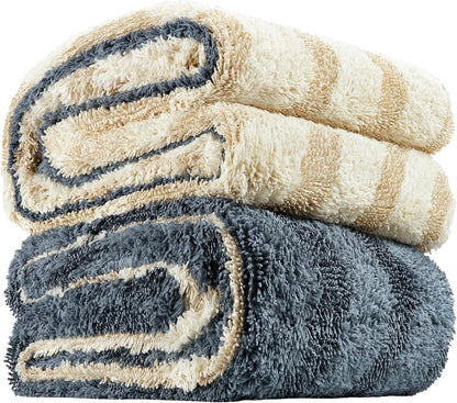 Fantasticlean Large Car Drying Towel- 26‘’ by 20'', 2 Pack-Premium Microfiber Cleaning Cloth with Twisted Loop & Coral Fleece, Ultra Absorbent, Scratch-Free for Car Detailing