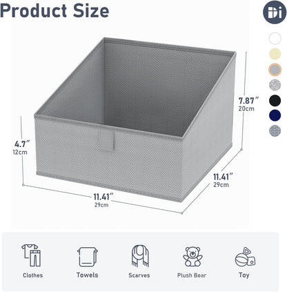 DIMJ Closet Storage Bins 8 Pack - Fabric Trapezoid Closet Organizer Bin, Foldable Storage Baskets for Shelves, Closet Shelf Organizer, Clothing Storage Box for Toys, Books, Towel, Clothes