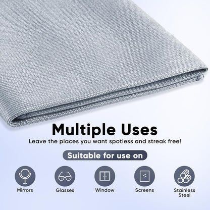 HOMEXCEL Microfiber Glass Cleaning Cloths 6 PK, Lint Free Streak Free, Reusable Microfiber Cleaning Cloth for Cleaning Windows, Glasses, Mirrors, Screens, Stainless Steel, and More, Grey-14”×16”