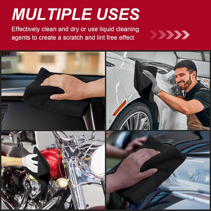 200 Pcs Microfiber Cleaning Cloth 16x16 Inch Microfiber Towels for Car Ultra Absorbent Cleaning Rags Reusable Lint Free Streak Free Detailing Towel for Car Washing Drying Dusting (Black)