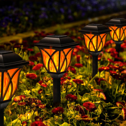 GIGALUMI Solar Lights Outdoor Waterproof, 8 Pack Flickering Flame LED Lights, Garden Decor for Yard, Patio, Landscape, Planter, Walkway