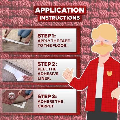 XFasten Double Sided Carpet Tape for Area Rugs, 2 Inch x 30 Yards (6-Pack) – Heavy Duty Anti Slip Rug Grip Tape, Works as Rug Gripper, Wood Safe, Easy Removal for Hardwood and Laminated Floors