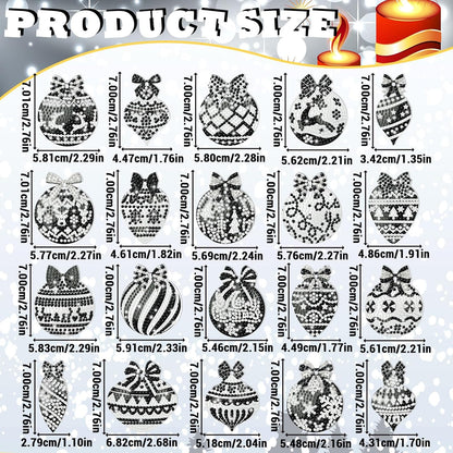 Tondiamo 20 Pcs Christmas Diamond Painting Keychain Kits 5D DIY Diamond Art Pendants Double Sided Hanging Key Chains for Christmas Party Decoration DIY (Black Style)