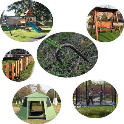 16" Ground Rebar Stakes Heavy Duty J Hook Ground Anchors, 5/16 inch Curved Steel Tent Stakes Anti Rust Steel Ground Stakes for Chain Link Wire Fencing, Pack of 40, Black