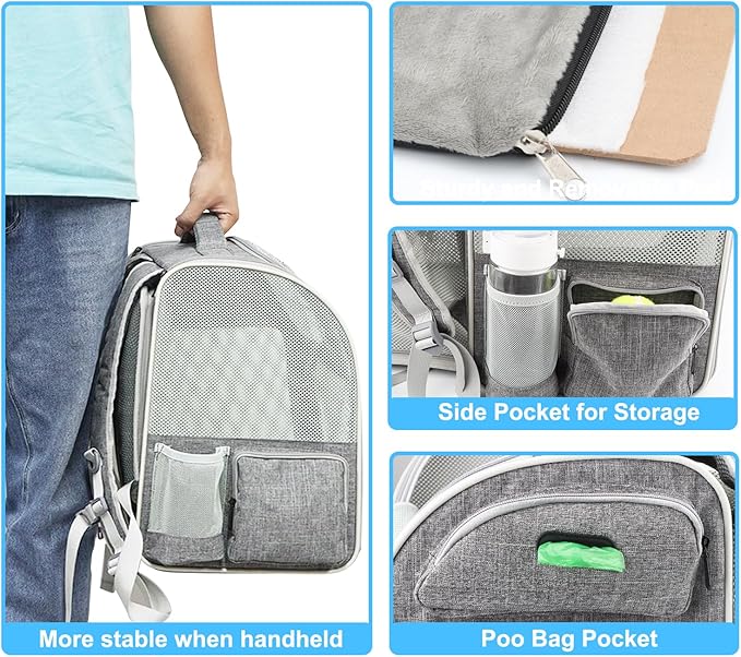 Texsens Cat Backpack Expandable Pet Carrier - Pet Backpack Carrier for Medium Cats and Small Dogs - Great for Travel, Hiking & Outdoor