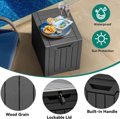 YITAHOME 31 Gallon Resin Deck Box Outdoor Storage Box and Waterproof Package Delivery Box with Lockable Lid for Patio Furniture, GardenTools, Pool Supplies, Black