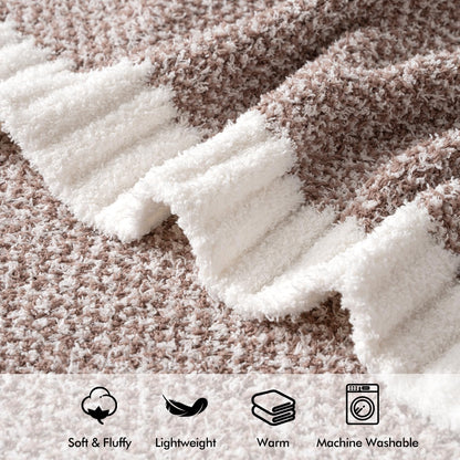 MIULEE Super Soft Throw Blanket for Couch, Taupe Cozy Fluffy Warm Blankets Lightweight Knit Throw Blankets for Sofa, Bed, Chair, Living Room, Camping, Picnic, 60 x 80 inch
