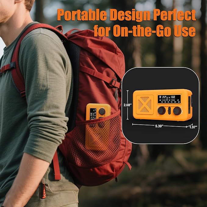 Emergency Radio Hand Crank Solar, 5000mAh/18500mWh Emergency Weather Radio, Hand Crank Solar Radios with NOAA/AM/FM, Cell Phone Charger, Headphone Jack, Flashlight for Indoor Outdoor
