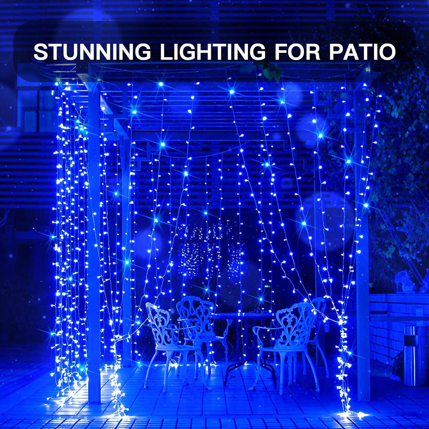 suddus Curtain Lights for Bedroom, 200 Led Hanging String Lights Outdoor Waterproof, Fairy Curtain Lights for Backdrop, Window, Wall, Wedding, Party, Blue